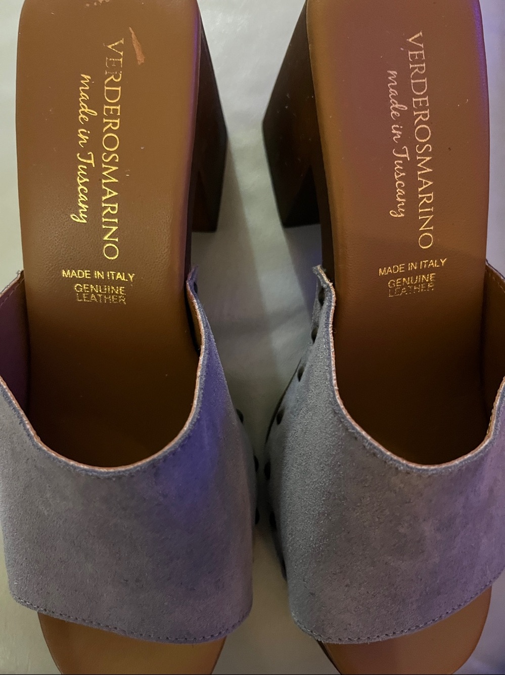 Verderosmarino Light Blue Suede Slide Mules